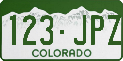 CO license plate 123JPZ