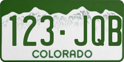 CO license plate 123JQB