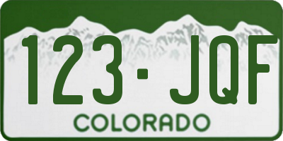 CO license plate 123JQF