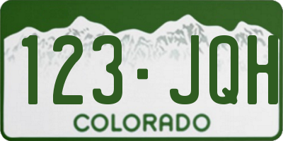 CO license plate 123JQH