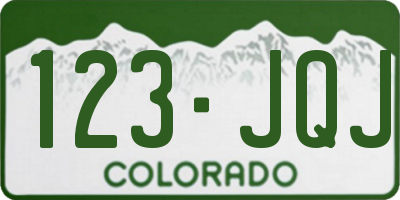 CO license plate 123JQJ