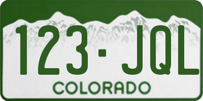 CO license plate 123JQL