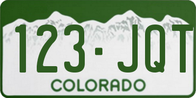CO license plate 123JQT
