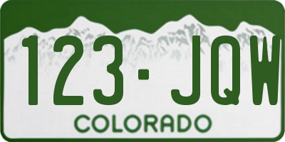 CO license plate 123JQW