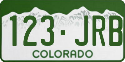 CO license plate 123JRB