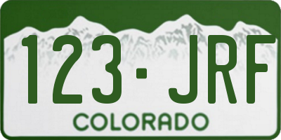 CO license plate 123JRF