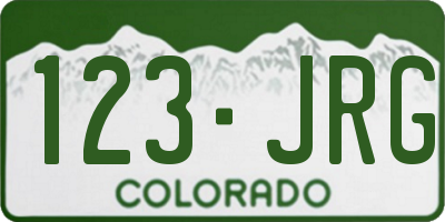 CO license plate 123JRG