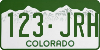 CO license plate 123JRH