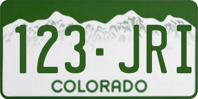 CO license plate 123JRI