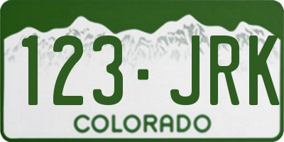 CO license plate 123JRK