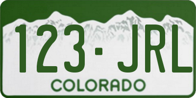 CO license plate 123JRL