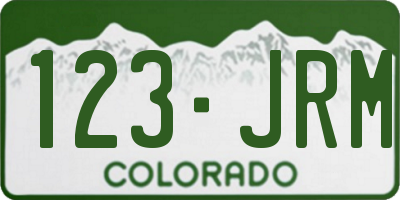 CO license plate 123JRM