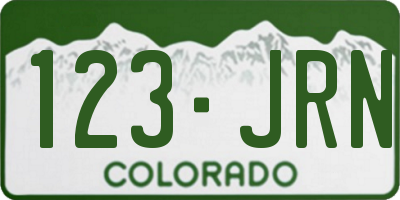 CO license plate 123JRN