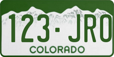 CO license plate 123JRO
