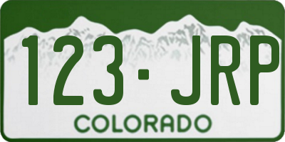 CO license plate 123JRP