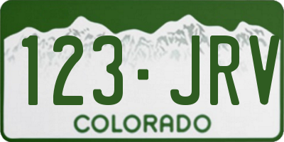 CO license plate 123JRV