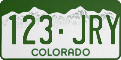 CO license plate 123JRY