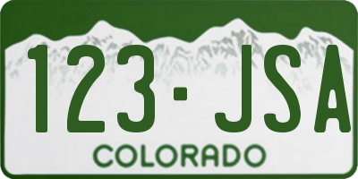 CO license plate 123JSA