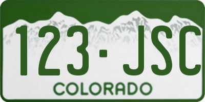 CO license plate 123JSC