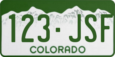 CO license plate 123JSF