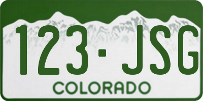 CO license plate 123JSG