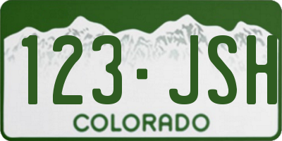 CO license plate 123JSH