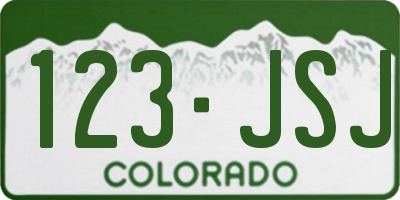 CO license plate 123JSJ