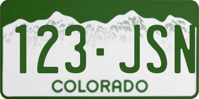CO license plate 123JSN