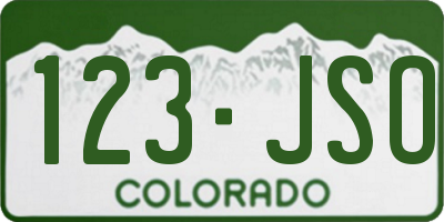 CO license plate 123JSO