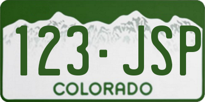 CO license plate 123JSP