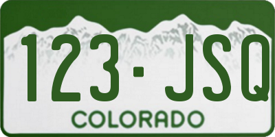 CO license plate 123JSQ