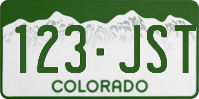 CO license plate 123JST