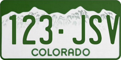 CO license plate 123JSV