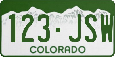 CO license plate 123JSW