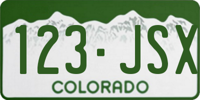 CO license plate 123JSX