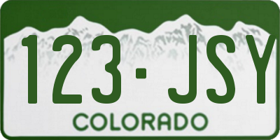 CO license plate 123JSY