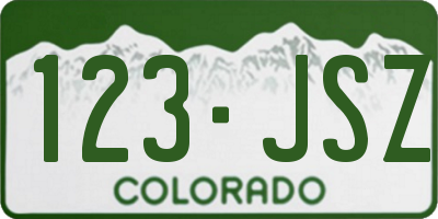 CO license plate 123JSZ