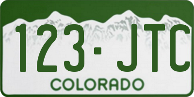 CO license plate 123JTC