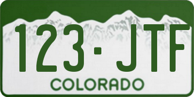 CO license plate 123JTF