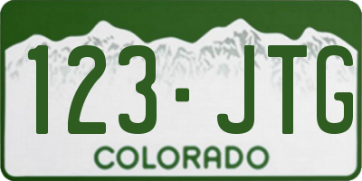 CO license plate 123JTG