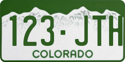 CO license plate 123JTH