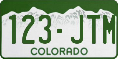 CO license plate 123JTM