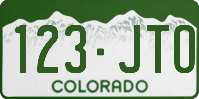 CO license plate 123JTO