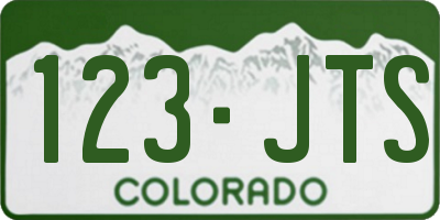 CO license plate 123JTS