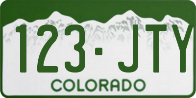 CO license plate 123JTY