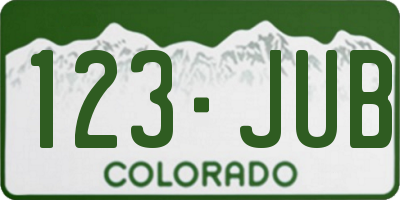 CO license plate 123JUB