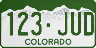 CO license plate 123JUD