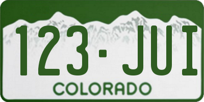 CO license plate 123JUI