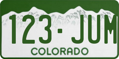 CO license plate 123JUM