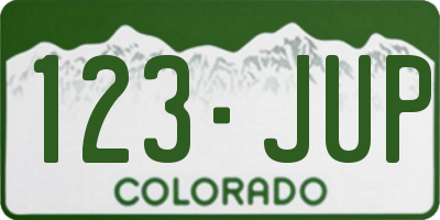 CO license plate 123JUP